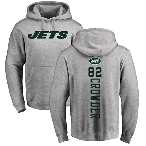 New York Jets Men Ash Jamison Crowder Backer NFL Football #82 Pullover Hoodie Sweatshirts